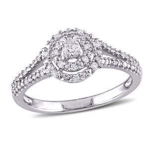 1/5 Carat (ctw) Diamond Split Shank Halo Ring in Sterling Silver